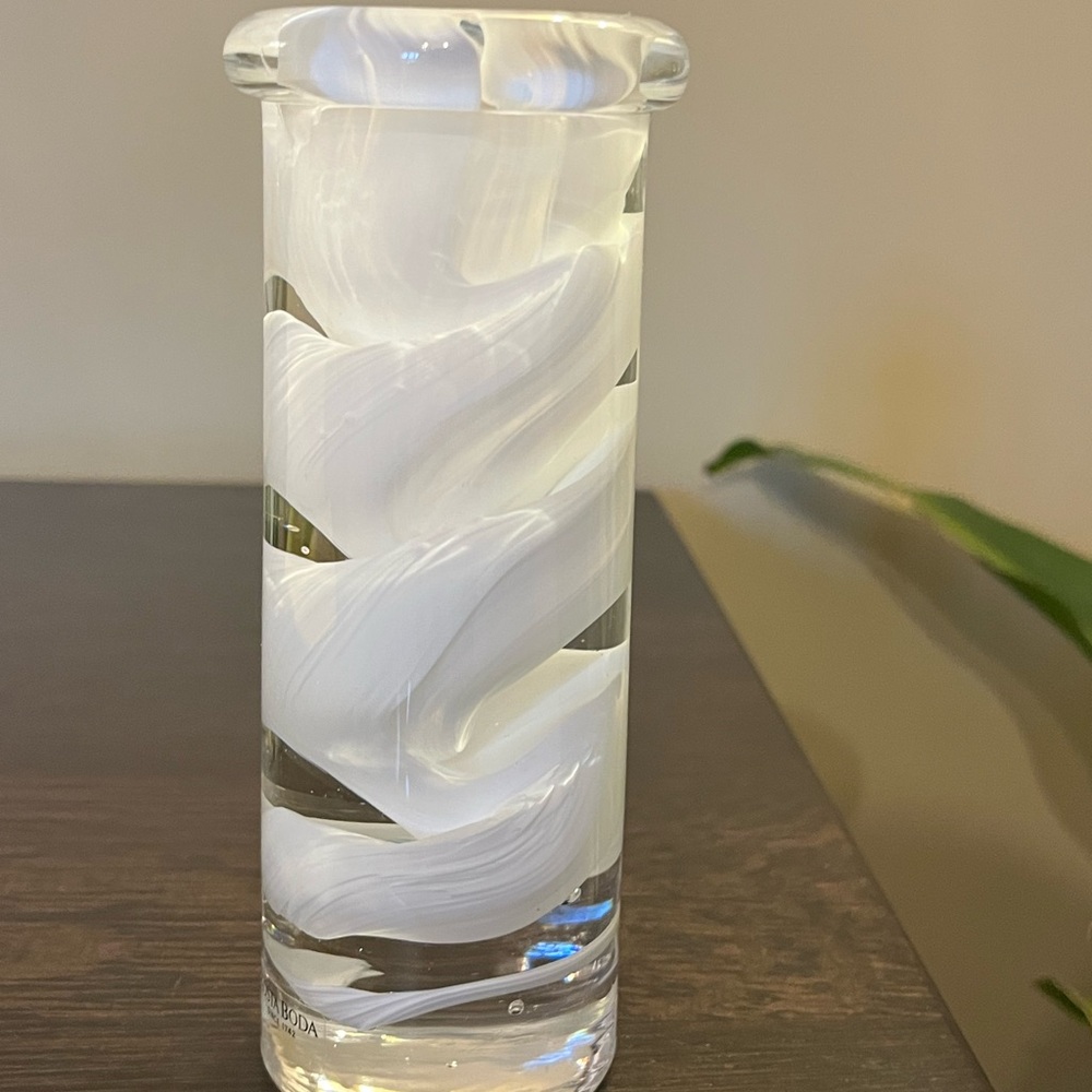 Kosta Boda Atoll Swirl Candlestick Holder Crystal Scandinavian - Picture 9 of 11